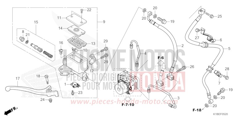 HAUPTBREMSZYLINDER, VORNE ZYLINDER von Forza 350 MAT PEARL COOL WHITE (NHB44) von 2024